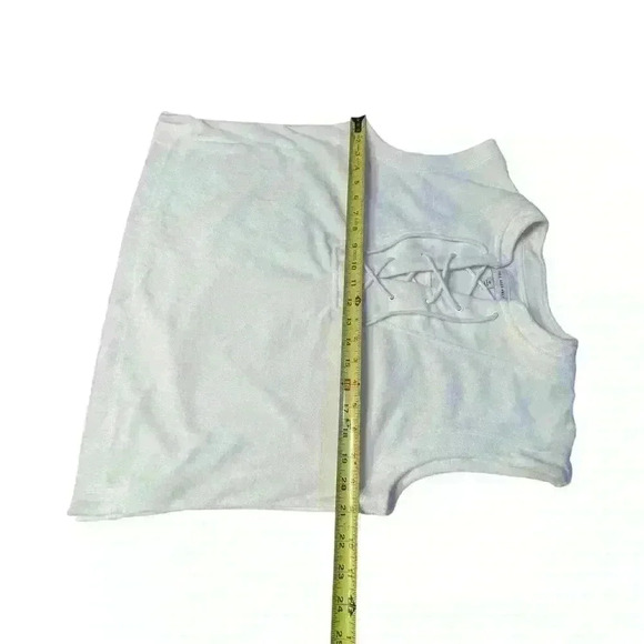 Free Assembly Womens Size M Terry Short Set Egret Sleeveless Front Tie EUC - Picture 7 of 16